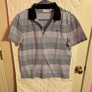 Lacoste striped white and blue polo SIZE large